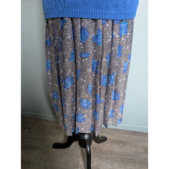 Vintage 80s Sweater Dress, Blue Two Piece Sweater and Dress - Picture 4 of 10